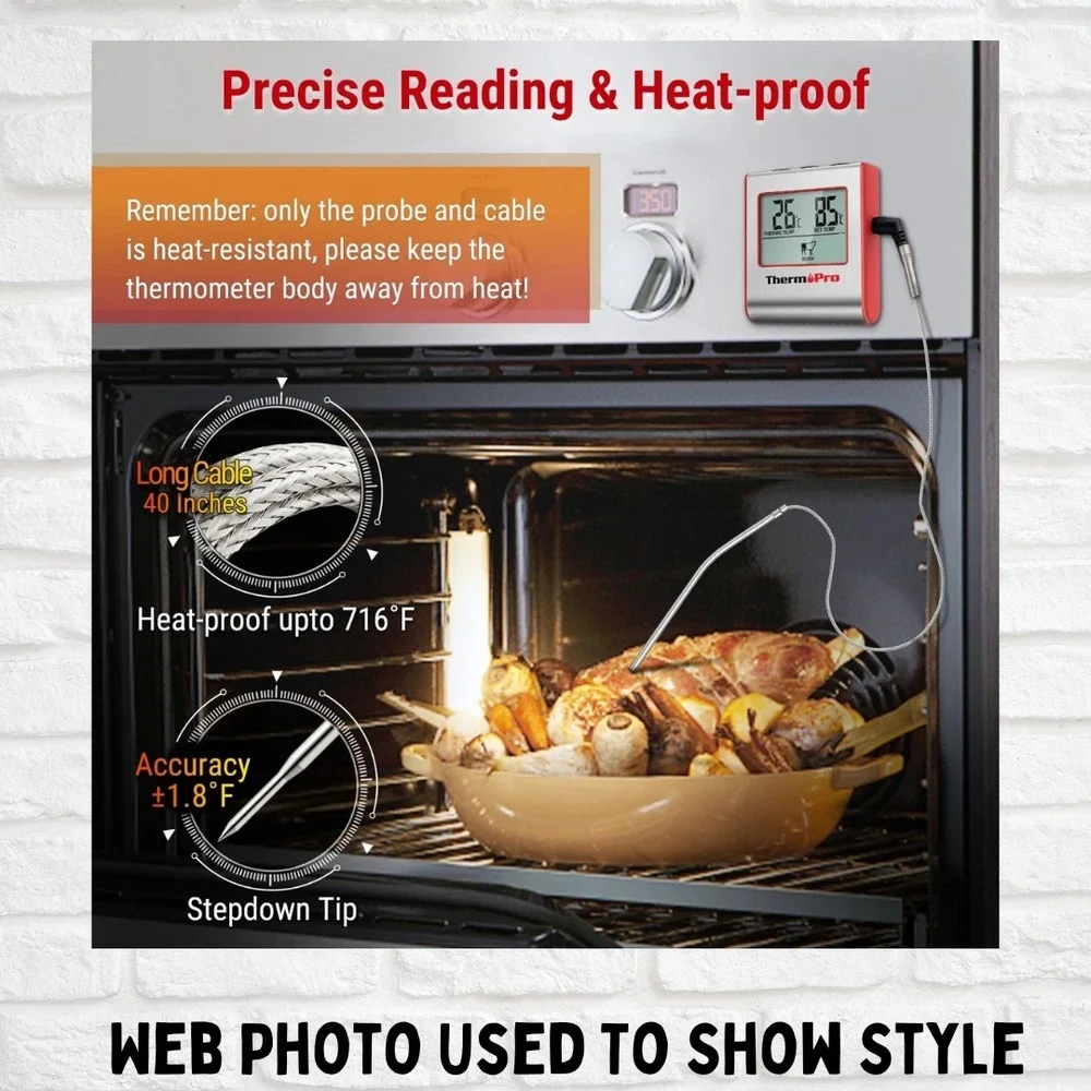 ThermoPro Digital Kitchen Meat Thermometer Timer Cooking Food Probe